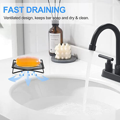 Soap Dish Bar Soap Holder for Shower Bathroom, Stainless Steel Self-draining Sponge Holder for Kitchen Sink Bathtub, Easy Cleaning Quick Dry, Black - color: Black-1 Pack