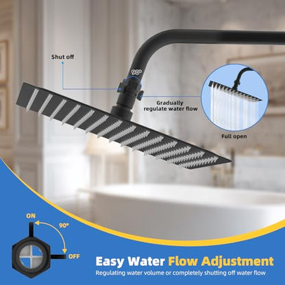 Hibbent All Metal 1 Pack Shower Head Flow Control Valve, G1/2 Brass Shut-off Valve with Metal Handle Lever, Shut OFF Water Flow Control Regulator for Handheld Shower, or Bidet Sprayer, Matte Black - color: Black