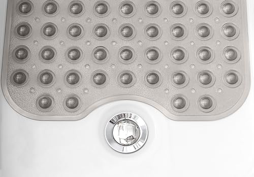 Extra-Long Non-Slip Bathtub & Shower Mat 39”x16” (Smooth/Non-Textured Tubs Only) Safe, Clean, Machine-Washable, Superior Grip&Drainage, Vinyl, Transparent Gray (Grey) - color: Transparent Gray (Grey), size: 39" x 16" (Rectangular)