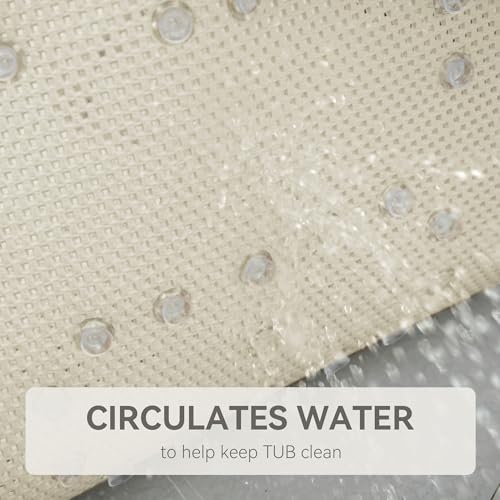 Bathtub Mat Non Slip, Soft Foam Bath Mat for Tub, Bathtub Mat with Drain Holes, Suction Cups Shower Mat (Ivory, 36''X17'') - color: Ivory