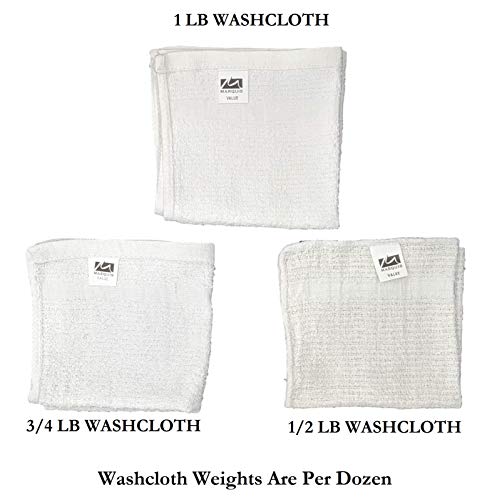 White Cotton Value Washcloths, 12 x 12 in, 12 Pack | Lightweight cotton cloths for painting, staining, crafts, garage, kitchen, bath or utility cleanup; 1.00 oz ea - size: 3/4 LB Per Dozen