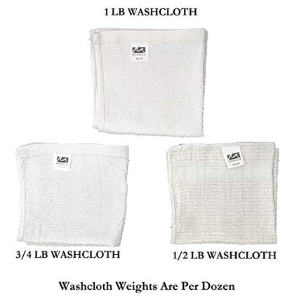 White Cotton Value Washcloths, 12 x 12 in, 12 Pack | Lightweight cotton cloths for painting, staining, crafts, garage, kitchen, bath or utility cleanup; 1.00 oz ea - size: 3/4 LB Per Dozen