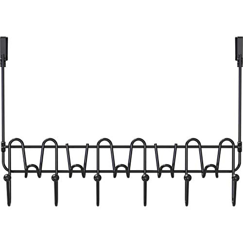 Deco Brothers Over The Door Hook Organizer with 11 Hooks, Black - color: Black