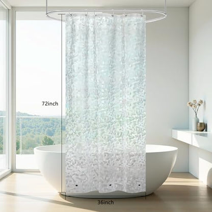 AooHome Plastic Shower Curtain Liner - Water Repellent PEVA Half Clear Shower Liner for Narrow Stall with 3D Decals Stained Glass Design & Bottom Magnets, Modern Single Bathroom Liner 36x72 Inch - size: 36"W x 72"L (Pack of 1)