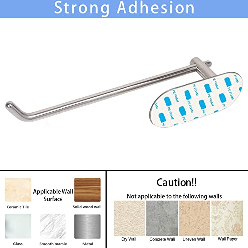 TocTen Hand Towel Holder, No Drilling Stick on Wall Towel Bar, SUS 304 Stainless Steel Towel Rod, Strong Self Adhesive Towel Rack/Hanger for Bathroom Kitchen (Polished Chrome) - color: Polished Chrome, size: 1 Pack 8.35 inch