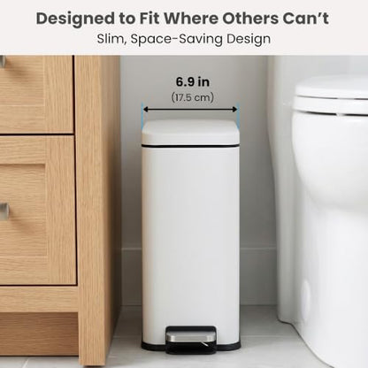 iTouchless 3 Gal Nursery Waste Bin | Step Pedal Diaper Trash Can | White | Foot-Operated Lid Opens Instantly | Whisper-Quiet AirNova Damper | Removable Liner Bucket | Crisp Finish Suits Light Decor - color: Chalk White