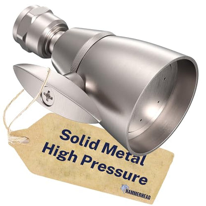 HammerHead Showers® Solid Metal 2 Inch High Pressure Shower Heads - BRUSHED NICKEL – 2.5 GPM Shower Heads High Pressure - High Flow Shower Head with ADJUSTABLE SPRAY PATTERN - Fixed Shower Head - color: Brushed Nickel, size: 2.5 GPM Standard