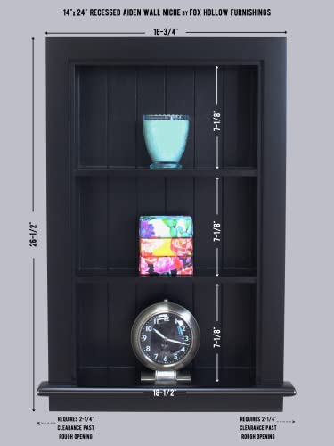 14x24 Aiden Recessed Wall Niche Medicine Cabinet Replacement, in The Wall Bathroom Cabinet Insert Shelf/Shelves, Made in North America, Real Wood, NO MDF, Beadboard, Black - color: Black 4 Shelf, size: 14x24