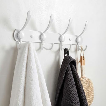 YUNISS Coat Rack Wall Mounted，4 Tri Stainless Steel Coat Hook for Coat Hat Robes Towel in Mudroom Entryway (White, 1 Pack 4) - color: White, size: 1 Pack 4