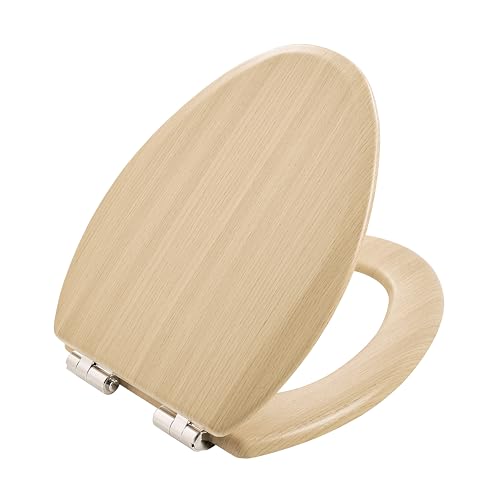 Toilet Seat, Slow Close, Premium Moulded Wood, Quick Release, Nordic Light Oak Look, PIKLiDS, Laminated Woodgrain Finish (Elongated) - size: Elongated