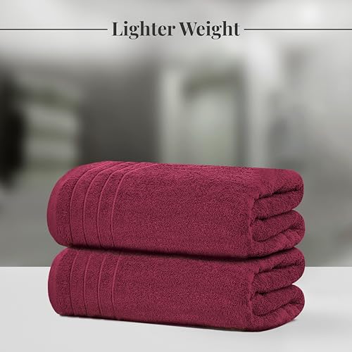 4 Piece Extra Large Bath Towels 30 x 60 Inches, Burgundy | 100% Cotton, Larger & Lighter Weight, Quicker to Dry, Super Soft and Absorbent, Perfect for Bathroom - color: Burgundy