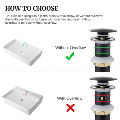 Pop up Sink Drain Stopper Without Overflow Oil Rubbed Bronze for Bathroom Vessel Vanity Sink Art Basin，Big Cap Sink Drain Without Overflow, Metal Pop-up Drain Strainer with Detachable Basket Stopper - color: Oil Rubbed Bronze, style: without overflow