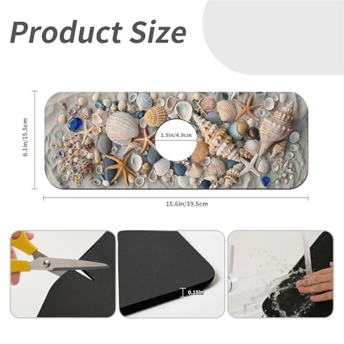 Faucet Fast Absorbent Pad - Beach Sand Shells Starfish , Suitable For Kitchen, Bathroom, Island And Other Scenes - color: Beach Sand Shells Starfish