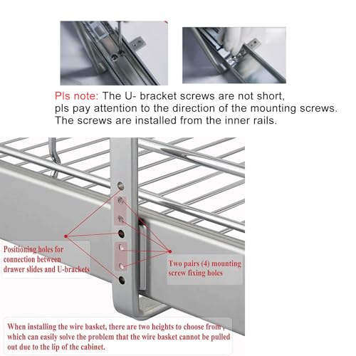 DINDON 2 Tier Pull Out Cabinet Organizer (11" W X 21" D), Double Tier Wire Basket Slide Out Shelf Storage for Kitchen Base Cabinet Organization for Kitchen, Pantry, Bathroom, Chrome - size: 11" W X 21" D