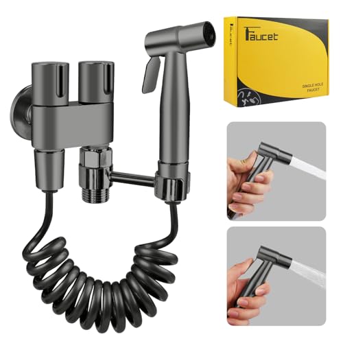 Handheld Toilet Bidet Sprayer for Toilet | Adjustable Water Pressure Control with Complete Bidet Spray Hoses Kit for Feminine Wash, Cloth Diaper Sprayer for Baby Wash - color: Gray