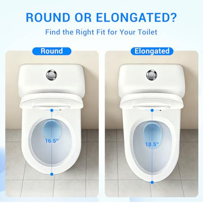 KHE Round Toilet Seat with Built-In Toddler Seat, Soft Close, 16.5 Inch | Quick Release for Easy Cleaning, Non-Slip Bumpers, Durable PP, White - size: Round 16.5'' with Toddler Seat