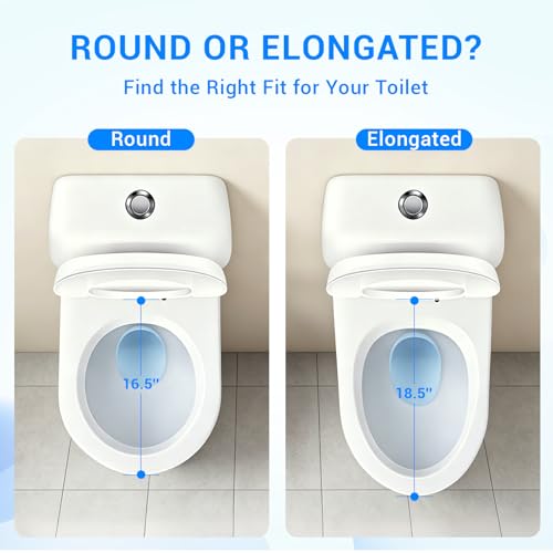 KHE Elongated Toilet Seat with Built-In Toddler Seat, Soft Close, 18.5 Inch | Quick Release for Easy Cleaning, Non-Slip Bumpers, Durable PP, White - size: Elongated 18.5'' with Toddler Seat