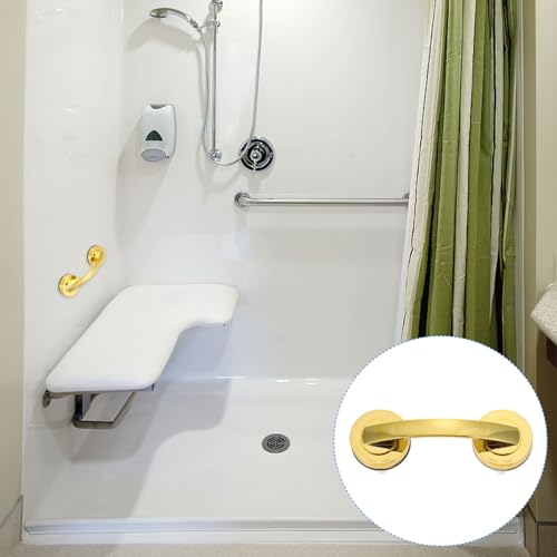 VOSAREA Golden Grab Bars for Shower, Heavy Duty Suction Cup Shower Handle, Reusable Bathroom Safety Grab Bars for Seniors and Elderly