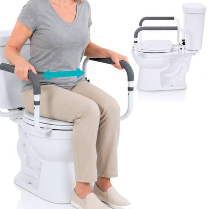Vive Toilet Safety Rail - Adjustable Grab Bar - Compact Support Frame | Handrail for Bathroom Toilet Seat - Easy Installation for Handicap Senior Bariatrics, Elderly Balance - Padded Hand Armrest