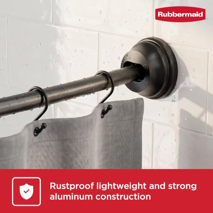 Rubbermaid Curved Shower Curtain Rod, No Drill, 50-72 Inches Adjustable Tension Shower Rod for Bathroom, Non-Slip, No Rust, Matte Black - color: Black
