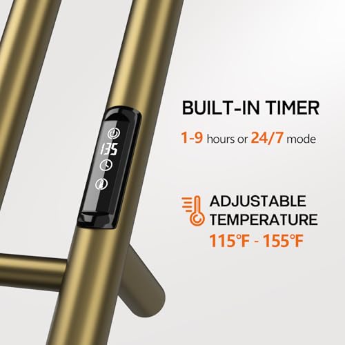 Poloma Towel Warmer Rack for Bathrooms, Heated Towel Rack Heater, ElectricTowel Dryer, Stainless Steel, Golden. CSA Certified - size: Gold Bars-37.5"(L) x 11.9"(W)-VERTICAL