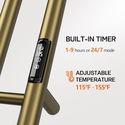 Poloma Towel Warmer Rack for Bathrooms, Heated Towel Rack Heater, ElectricTowel Dryer, Stainless Steel, Golden. CSA Certified - size: Gold Bars-37.5"(L) x 11.9"(W)-VERTICAL