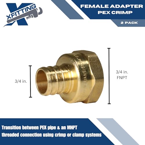 2 Pack XFITTING 3/4 inch Pex x 3/4 inch Female NPT Adapter, 3/4" Pex FNPT - size: 3/4" Pex x 3/4" Female