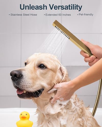Shower Faucet Set, 10" & 6" Dual Rainfall Shower Heads System for Wall Mount with Slide Bar & Handheld Sprayer, Brushed Gold - color: Brushed Gold