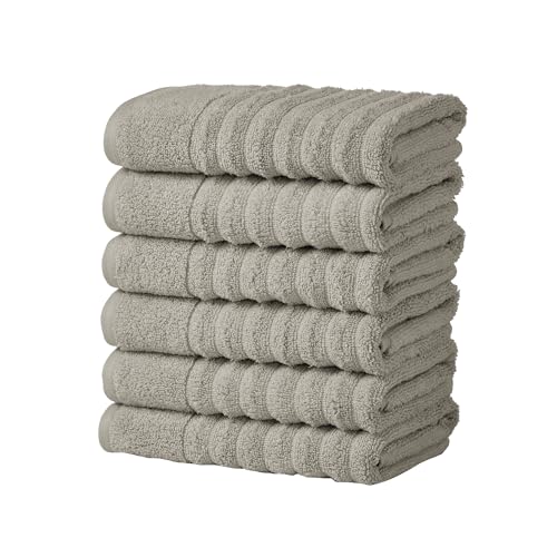 Great Bay Home 6 Pack Hand Towel Set - 100% Cotton Towels - Absorbent & Quick-Dry Towels for Bathroom (Mid Grey) - color: Mid Grey, size: Hand Towel (Pack of 6)