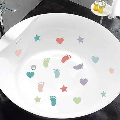 HOMSFOU Anti-Slip Bathtub Stickers 12 Sheets Non-Skid Safety Decals for Bathroom Floor and Shower Treads 7.87 Inch Waterproof Decorative Floor Stickers