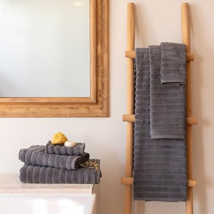 Classic Turkish Towels CTT - Luxury 6 Piece Towel Set, 100% Turkish Cotton, Absorbent & Comfy, 2 Bath Towels, 2 Hand Towels & 2 Washcloths | (Grey) - color: Grey, size: 6-Piece Towel Set