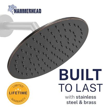 HammerHead Showers Solid Metal Round 8 Inch Rainfall Shower Head, High Flow Shower Head Optimized for Pressure, Oil Rubbed Bronze, 1.75 GPM - color: Oil Rubbed Bronze, size: 1.75 GPM