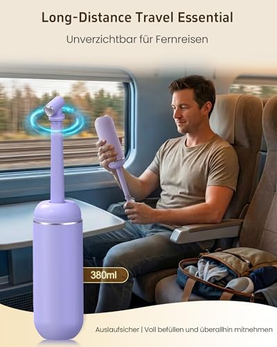 Portable Bidet for Travel & Camping - Manual Squeeze Peri Bottle Handheld | 3 Leak-Proof Seals | BPA-Free | Feminine Hygiene Care | Postpartum | Extendable Sprayer with Nozzle | for Men&Women-Purple - color: Purple