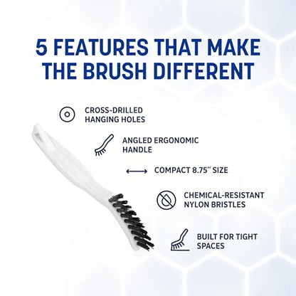 SPARTA Grout Brush with Stiff Nylon Bristles, 8 Inch, White | Flo-Pac, Stiff Crimped Nylon Bristles, 2.75-Inch Brush Section, Narrow Crevices, BPA Free - color: White, size: 8 Inches