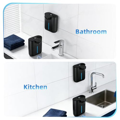 RYTOXILO Automatic Soap Dispenser Touchless, 9 Levels Soap Dispenser Wall Mount, 16.9oz/500ml Automatic Hand Soap Dispenser for Bathroom, Plastic Electric Dish Soap Dispensers for Kitchen, Black