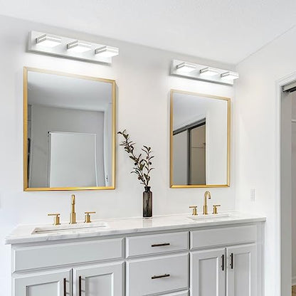 SineRise LED Modern Bathroom Vanity Light Fixtures, Modern Acrylic Bathroom Wall Lighting Fixtures Over Mirror, 3-Light, 24-Inch, White, 100%-0% White - color: White, 100%-0% White, size: 3-Light, 24-Inch