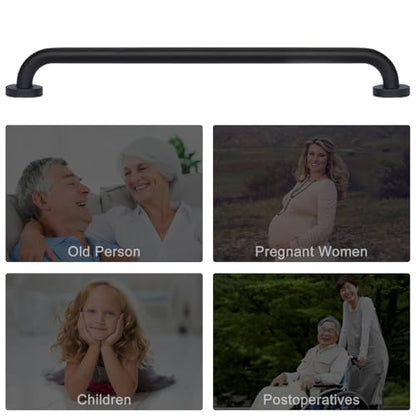 supregear Grab Bars for Wall, Bathroom Shower Handle for Seniors, 1 Inch Diameter 201 Stainless Steel Safety Hand Rail, Wall Mounted Toilet Bathtub Support, Black Finish, 20 Inch - size: 24 Inch