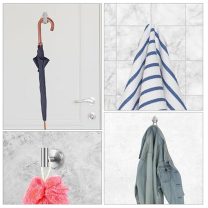Heavy Duty Stainless Steel Coat Hooks, Wall Mounted Robe and Towel Hanger, 2pcs Sturdy Bathroom and Closet Utility Hooks for Hanging Clothes and Towels