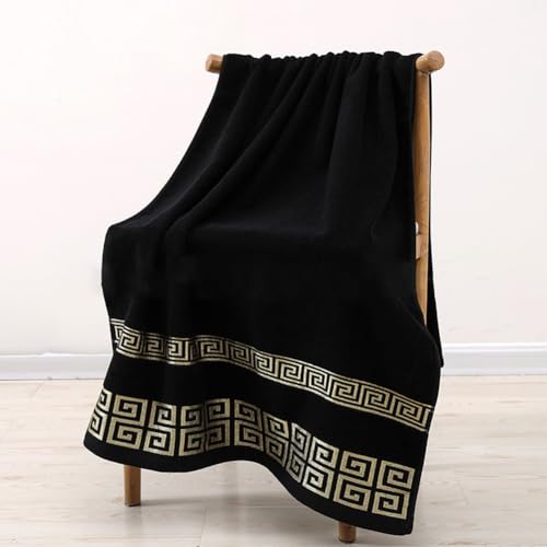 Highly Absorbent Embroidered Bath Towel Set of 3, 100% Cotton Bath Towels | 1 Bath Towel 2 Hand Towels, Super Soft and Absorbent Bathroom Towels - color: Black