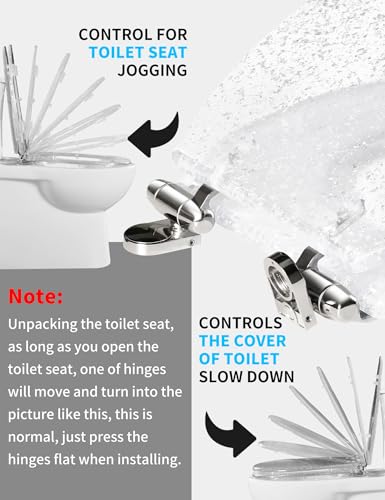Angol Shiold ROUND Resin Toilet Seat Soft Close Silver Foil 16.5" | Quick Release Heavy Duty Acrylic Decorative Toilet Seats Easy to Install&Clean (Silver Foil) - color: Silver Foil