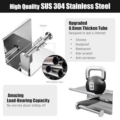 Chrome Toilet Paper Holder with Shelf, SUS304 Stainless Steel Rustproof Wall Mount Toilet Paper Roll Holder, Screw Bathroom Toilet Paper Holder for Kitchen, Washroom, RV - color: Chrome