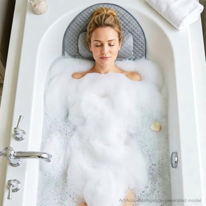 Full Body Bath Pillow for Bathtub, Thick Soft Tub Cushion with Non-Slip Suction Cups Dual Hooks, Luxury Spa Pillow for Neck Back and Hip Support, 53" x 17" - color: Grey