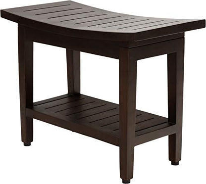 Patented 24" Maluku Mocha Teak Shower Bench with Shelf - A. Bench - size: A. Bench