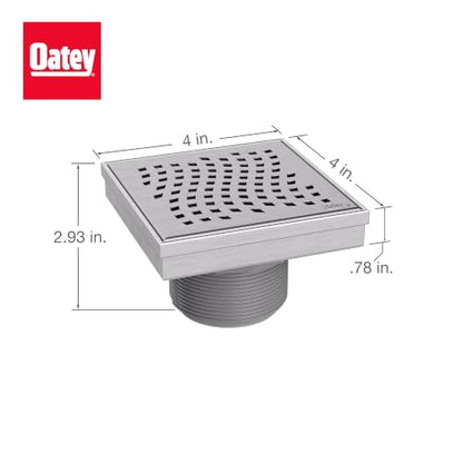 Designline 4 in. x 4 in. Square Drain Wave Grate - size: 4", style: Wave