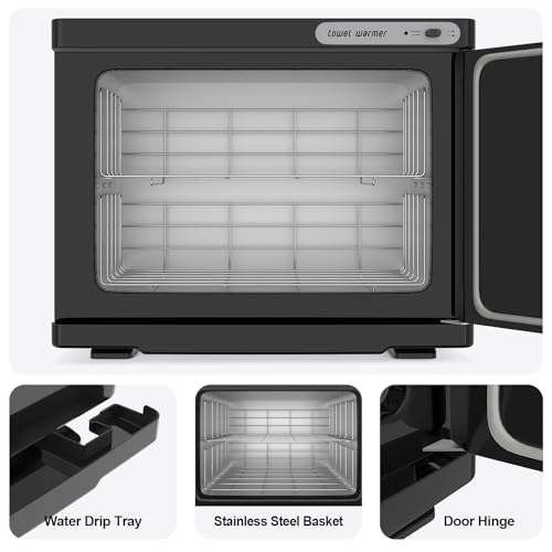 Towel Warmer Cabinet, 23L Large Hot Bath Towel Warmer Heating Use for Facial Spa, Hair Beauty, Salon Equipment and Home- Black - color: Black