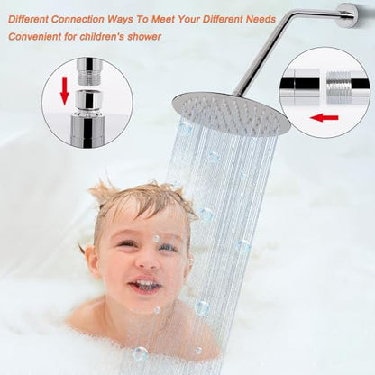 Shower Head Extension Arm, Shower Extender Water Outlet- Lowers Existing, Shower Pipe Extension for Bathroom, Made of Solid Metal Stainless Steel(8 Inch, Chrome Finish) - color: Chrome Finish, style: 8 Inch