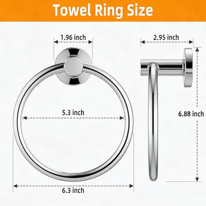 Towel Ring 2Pack, SUS304 Stainless Steel Hand Towel Holder for Bathroom Kitchen, Modern Style Towel Hanger, Thicken Ring Towel Holder, Towel Rack Round Wall Mounted (2, Bright Silver) - color: Bright Silver