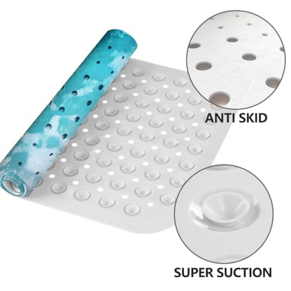 LNOND Summer Beach Bathtub Mat Non Slip, 40 X 16 Inch Tub Mat for Bathroom, Coastal Beaches Bath Tub Shower Mat with Drain Holes and Suction Cups - color: Coastal Beaches Bathtub Mat