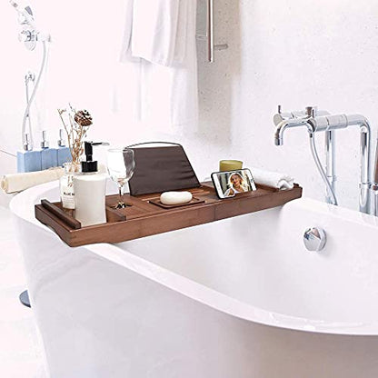 Bamboo Bathtub Caddy Tray, Bathtub Trays, Bamboo Bathtub Trays Caddy, Expandable Bathtub Caddy Tray, Ideal Gift for Loved Ones