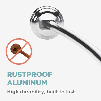 Zenna Home Curved Shower Curtain Rod, No Drill, 50-72 Inch Adjustable Tension Shower Rod for Bathroom, Rustproof, Non-Slip, Adds Room in Shower, Chrome - color: Chrome